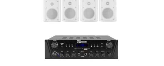 Impianto Audio da esterno 4 casse, amplificatore, bluetooth Noleggio/Rent